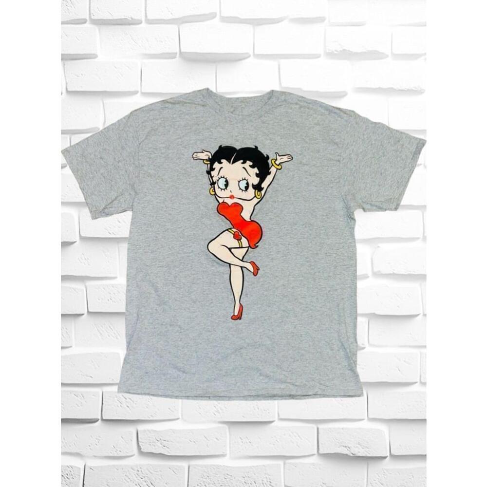 Vintage 90s Unbranded Unisex Adult Large Gray Betty Boop T-shirt • Graphic Tee